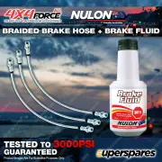 3 F+R Braided Brake Hoses + Nulon Fluid for Toyota Landcruiser LJ70 RJ70 90-93
