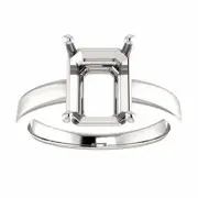 Sterling Silver Emerald Cut Solitaire Ring Setting - Claw Style Ring Mounting