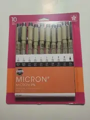 Sakura Pigma Micron Set Assorted 10/Pkg-NEW SEALED BLACK-NOIR 50059