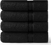COTTON CRAFT Ultra Soft Oversized Bath Towels - 4 Pack Extra Large Bath Towel Set - 30x54 - Absorbent Everyday Luxury Hotel Spa Gym Shower Beach Pool Camp Travel Dorm - 100% Cotton - Easy Care - Black