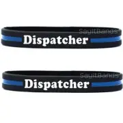 2 Dispatcher Thin Blue Line Wristband High Quality Debossed Color Fill Bracelet