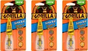 Gorilla Super Glue with Brush & Nozzle Applicator, 10 Gram, 3 pack, Clear