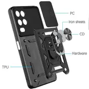 case For Oppo Realme 8 5G Slide Camera Lens Protection and Built in 360 Rotatable Ring Holder - Green