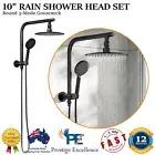 Welba 10" Rain Shower Head Set Round 3-Mode Handheld Shower Gooseneck WELS Black