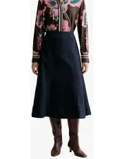 [Trenery] Australian Cotton Blend Denim A-line Skirt in Dark Indigo