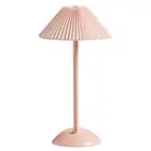Decorative Table Lamp with Pleated Umbrella Lampshade for Bedroom (Pink Pink) Ho