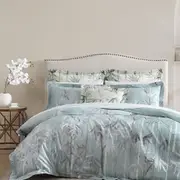 Grace by Linen House Bamboo Florette Quilt Cover/Pillowcase Set Sage