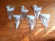 LOT of Vintage Wooden Goose Geese Flower Picks