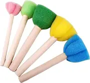 Foam Sponge Brush, Paint Sponges for Painting - 5 Pieces Children's Brushes Strong Oil Absorption - Paint Sponge Brush - Wooden Handle Foam Brush Sponge Painting Tools - Painting, Crafts