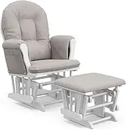Stork Craft Custom Hoop Glider and Ottoman, White/Taupe Swirl