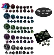 15 Pieces Complete Polyhedral DND Dice Set D3-D100 Spherical RPG Dice Set