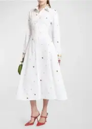 Valentino White Shirt Poplin Embroidered Dress- With Tags- RRP$12,500AUD
