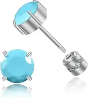 [Hopply] Hypoallergenic G23 Pure Titanium Earrings, 20G Implant Grade Pure Titanium Flatback 5A Cubic Zirconia Earrings Studs, Suitable for Women Men Sensitive Ears Jewelry Gift