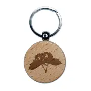 Solid Berries Berry Branch Engraved Wood Round Keychain Tag Charm