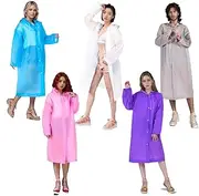 [Holy Feather] Versatile and Durable Rain Poncho for Adults - EVA Material, Lightweight, Windproof, and Waterproof - Perfect for Hiking, Camping, and Outdoor Activities - 5 Pcs, Gray, White, Purple, Pink and blue,