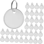 PLAFOPE 80pcs Metal Rim Key Tags with Split Rings Blank Round Paper Labels for Easy Identification Office Cars Events DIY Writable Tags for Key Organization