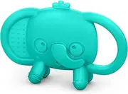 Bright Starts Tame Your Tusks Silicone Teether with Handles, Easy-Grasp Elephant, Blue, Unisex, 3 Months+