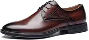 ZJSCNBE Brock Leather Shoes Men's Korean Style Business Dress Bridegroom Wedding Shoes British Casual Leather Shoes Men's Leather Breathable(Brown[Simple],41)