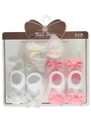 First Steps 7-Piece Booties & Hairclips Set - multi, one size