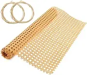 GOKENA Cane Rattan Webbing Roll Natural Rattan Webbing Woven Open Mesh Cane Smooth Rattan Cane Webbing Roll Multifunctional Rattan Webbing Roll for Furniture Chair Cabinet Ceiling (Style 2)