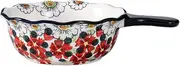 Soup Bowls with Handles Noodle Ramen Curry Bowl,French Onion Soup Bowl,500ml Ceramic Bowl Microwave and Oven Safe,22x15x7cm-boho red-8.5" 17oz(Color:Red and Flowers)