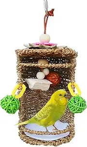 begel Bird Nest Snuggle Hut - Parrots Nest Hammock Tent Cave | Seagrass Bird House Swing Nest, Breathable Parrot Sea Grass Tent for Finches Parrots Conures
