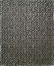 2x10 Kalaty Gray Geometric Lori-Loom Wool Runner AV-191 - Aprx 2' 6" x 10'