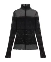 sheer-lace mock-neck top IT40,IT44,IT42,IT38 Black