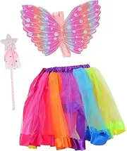 LRXIYODE 1 Set Wing Costume Set Fairy Stick Skirt Decorative Wings for Parties Stage Performance Dress Up Events Creative Design Workmanship