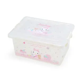 【震撼精品百貨】凱蒂貓_Hello Kitty~日本SANRIO三麗鷗 KITTY透明拿蓋收納箱 M 亮粉(白居家)*24079