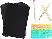 1 Set Black Scratch Off for DIY Drawing Tools with Scratch Cards Pens Templates Random Brush Great Craft Supplies for Birthday Parties Creative Fun