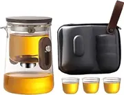 1set Outdoors Tea Square Teapot High-end Travel Tea Set Tea Water Separation Cup Magnetic Suction Glass Inner Bladder Cup Travel