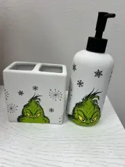 The Grinch Ceramic Soap Dispenser& Tooth Brush Organicer Set