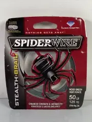 Spiderwire Stealth Braid Superline 50lb 125yd Moss Green 0.014 in Avg Diameter