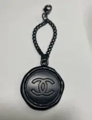 CHANEL VIP Novelty Gift Coco Mark Seal Bag Charm Key Chain Key Ring Black