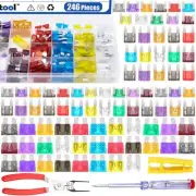 257Pcs Auto Fuse Assortment Kit with Circuit Tester and Relay Puller Pliers, ...