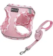 NEW Dog Puppy Harness & Leash No Choke Step-In Reflective Breathable Pink XS