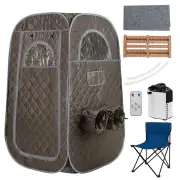 CostwayPortable Steam Sauna with 1000W 3L Steam Generator for Home Spa Relaxation-Grey