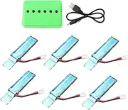 Aswalling 6PC 3.7V 520MAh 30C Upgraded Li-Po Battery with USB Charger for XK K110 K110S V930 V977 RC Helicopter Spare Parts