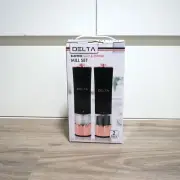 NEW! Delta Electric Salt and Pepper Grinder Mill Set Black and Rose Gold