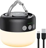 LED Camping Lantern Rechargeable 1000LM, Up to 300H Running Time Camping Tent Light, 6700mAh Emergency Hanging Light for Hurricane, Power Outages, Home, Hiking, Water-Resistant, Black