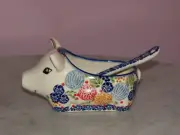 Polish Pottery Salt Pig and Salt Spoon Set! UNIKAT Signature Paper Lanterns!