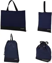 COLORFUL CANDY STYLE NW407500 Kindergarten Entrance 4-Piece Set, Reversible, Deep Navy x Black, School Preparation, Lesson Bag, Shoe Case, for Kids, Drawstring Bag, Girls