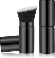 JIEYAO Retractable Kabuki Makeup Brush, Angled Travel Foundation Brush, Portable Powder Blush Brush Extensible Face Blender Brush Mini Flawless Brush for Liquid Cream Powder Face Makeup