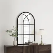 Arched Wall Mirror 30" X 20" Window Mirror, Wall Decorative Mirror, Iron Framed