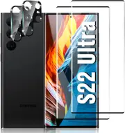 [2 +2 Pack] Galaxy S22 Ultra Screen Protector and Camera Protector 3D Full Coverage 9H Hardness Tempered Glass for Samsung Galaxy S22 Ultra 5G (6.8")