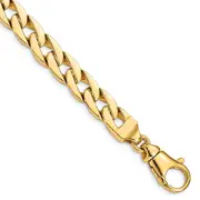 Solid 14K Yellow Gold 8 inch 9mm Hand Polished Fancy Link with Fancy Lobster Clasp Bracelet