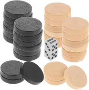1 Set Wooden Backgammon Pieces Checkers Chess Pieces Board Game Accessories - Smooth Edge, Assorted Colors, 0.94X0.94X0.20In, Replacement for Board Games