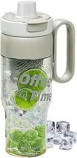 Iced Coffee Cup - Outdoor Sports Ice Cream Cup Water Bottle | Portable Leakproof Cup with Large Capacity Lid and Straw, 30oz Double Drinking Mouth Cup for Water, Iced Tea or Coffee