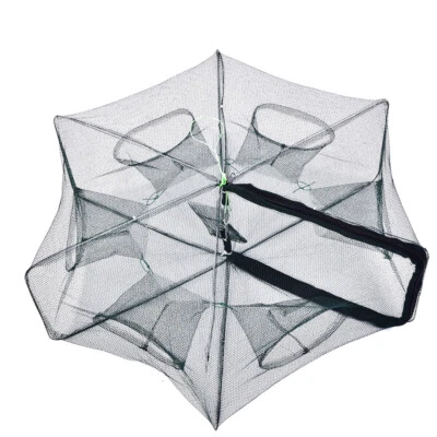(6-Hole)Foldable Crab Shrimp Fishes Crawfish Net Trap Cast Dip Cage For LJ